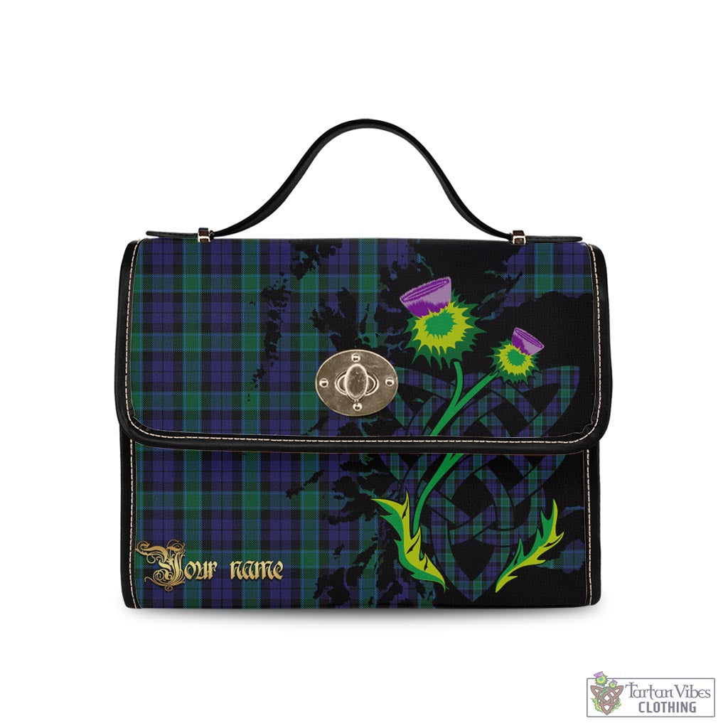 Tartan Vibes Clothing Graham of Menteith Tartan Waterproof Canvas Bag with Scotland Map and Thistle Celtic Accents