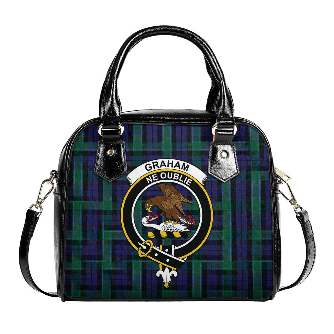 Graham of Menteith Tartan Shoulder Handbags with Family Crest One Size 6*25*22 cm - Tartanvibesclothing