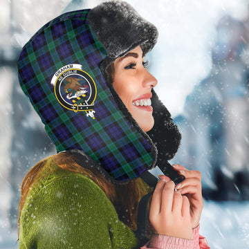 Graham of Menteith Tartan Winter Trapper Hat with Family Crest