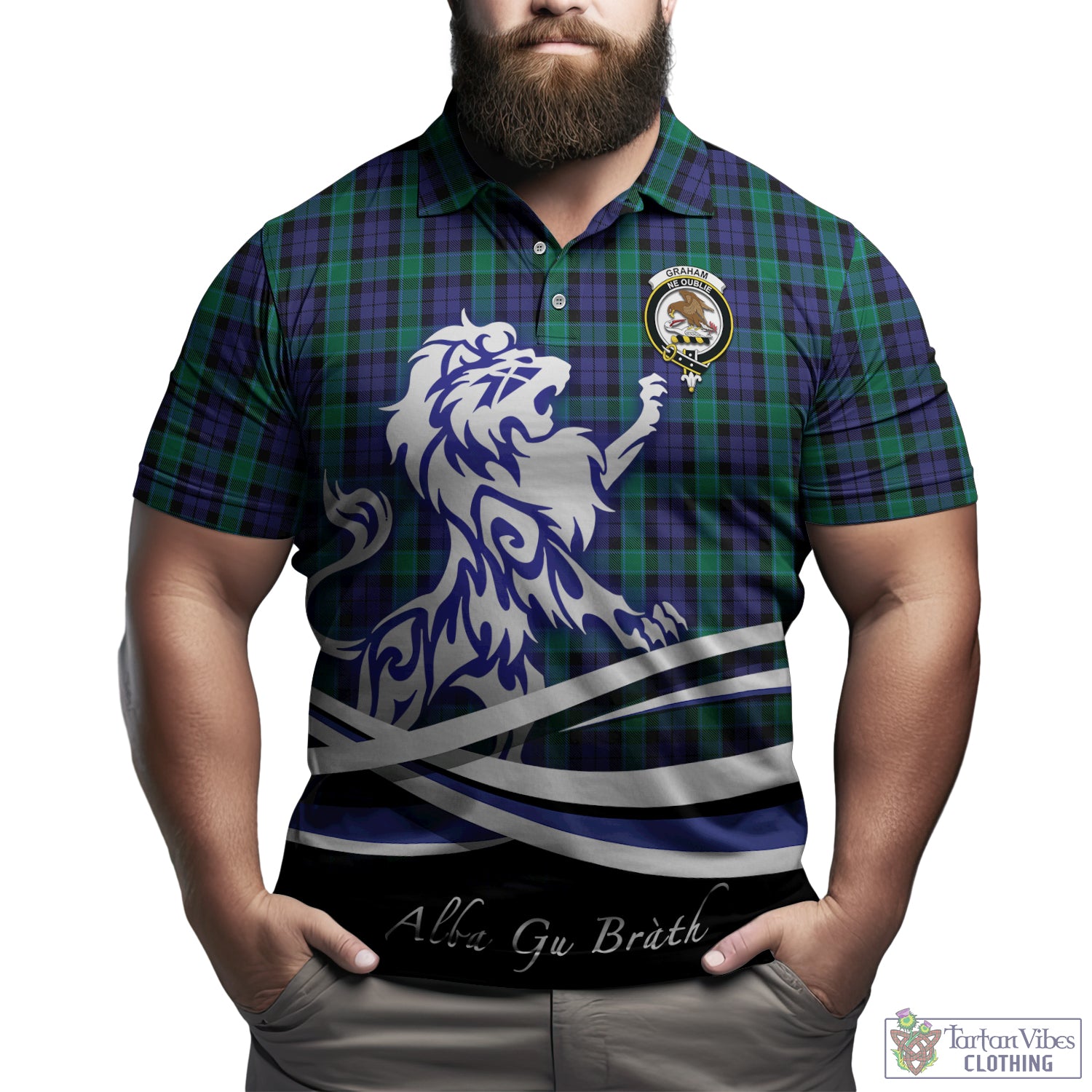 graham-of-menteith-tartan-polo-shirt-with-alba-gu-brath-regal-lion-emblem