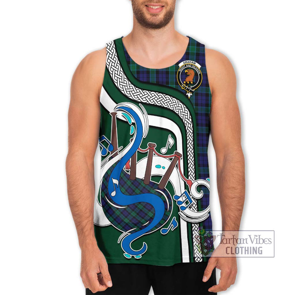 Graham of Menteith Tartan Men's Tank Top with Epic Bagpipe Style Men - Tartanvibesclothing Shop