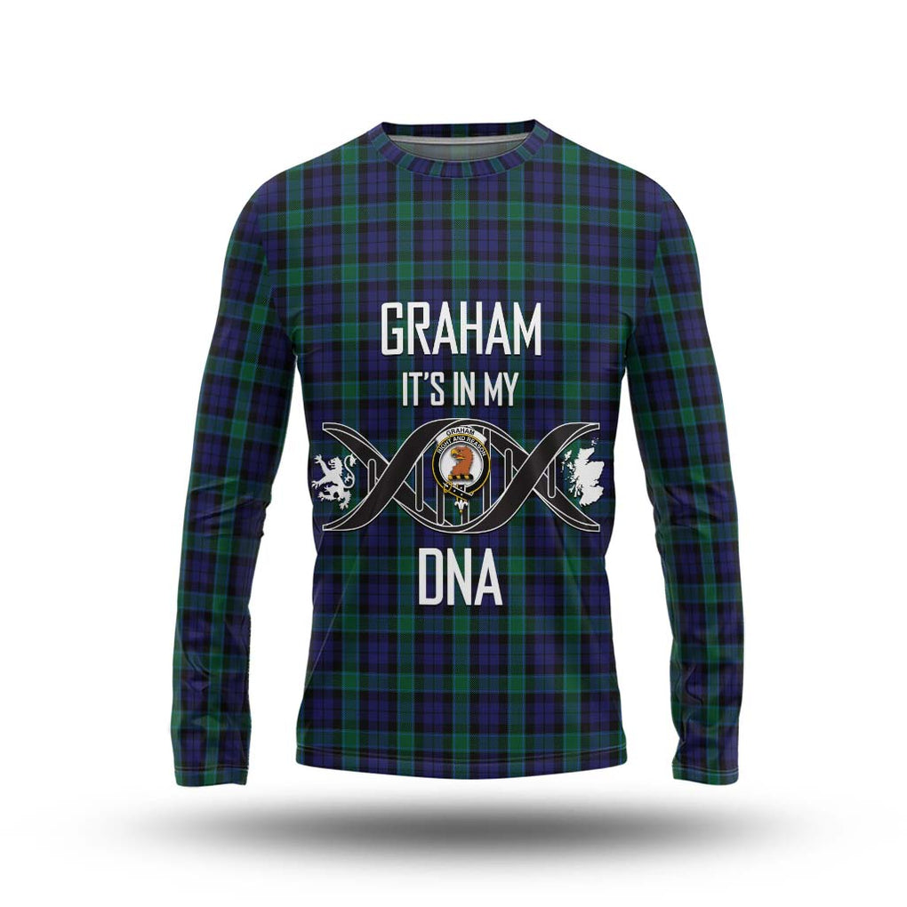 Graham of Menteith Tartan Long Sleeve T-Shirt with Family Crest DNA In Me Style Unisex - Tartanvibesclothing Shop