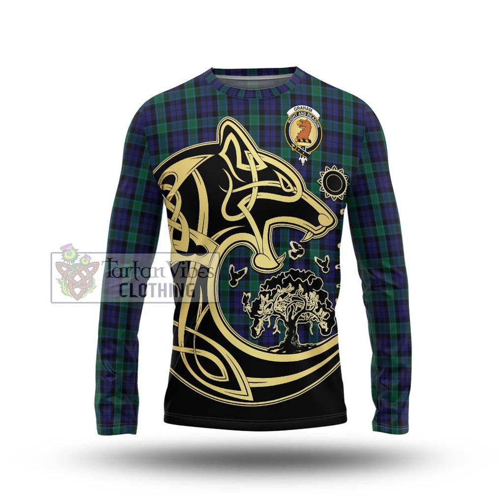 Graham of Menteith Tartan Long Sleeve T-Shirt with Family Crest Celtic Wolf Style Unisex - Tartan Vibes Clothing