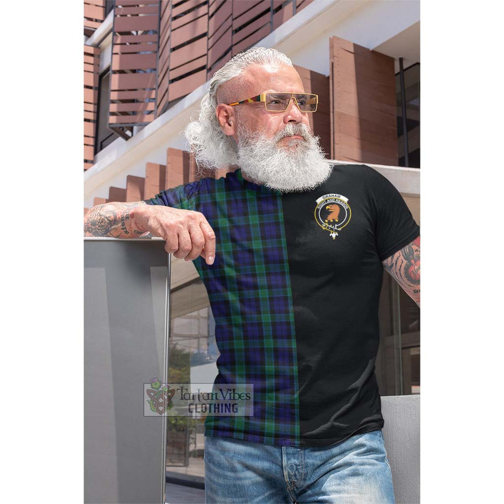 Tartan Vibes Clothing Graham of Menteith Tartan Cotton T-shirt with Family Crest and Half Of Me Style