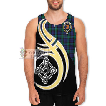 Graham of Menteith Tartan Men's Tank Top with Family Crest and Celtic Symbol Style