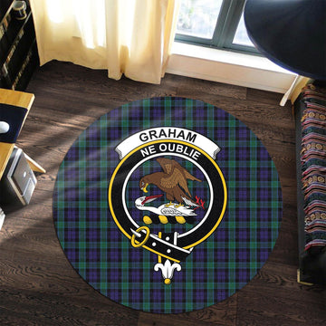 Graham of Menteith Tartan Round Rug with Family Crest