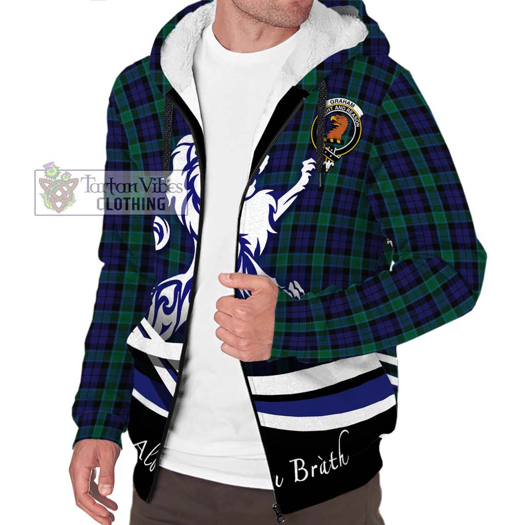 Graham of Menteith Tartan Sherpa Hoodie with Alba Gu Brath Regal Lion Emblem Unisex S - Tartanvibesclothing Shop