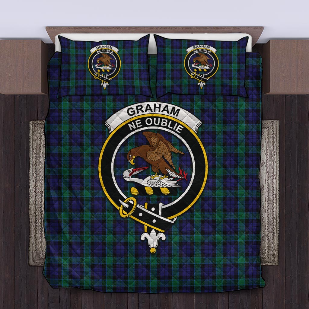 Graham of Menteith Tartan Quilt Bed Set with Family Crest Twin - Tartan Vibes Clothing