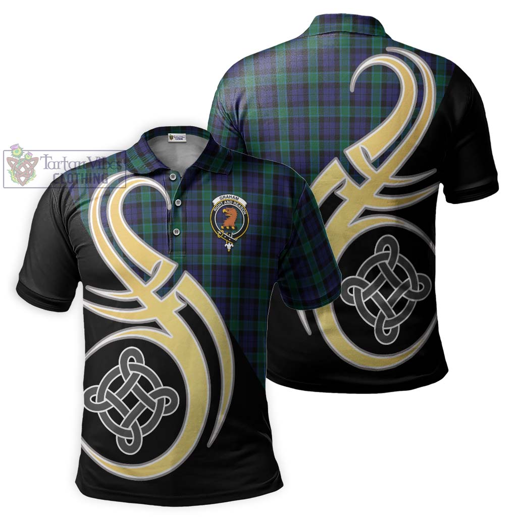 Tartan Vibes Clothing Graham of Menteith Tartan Polo Shirt with Family Crest and Celtic Symbol Style