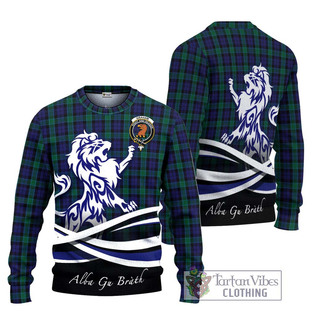 Graham of Menteith Tartan Knitted Sweater with Alba Gu Brath Regal Lion Emblem Unisex - Tartanvibesclothing Shop