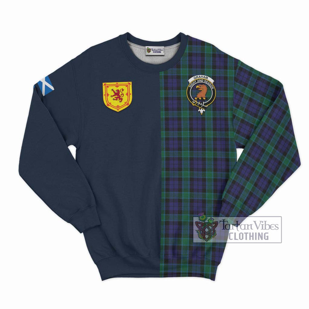 Tartan Vibes Clothing Graham of Menteith Tartan Sweatshirt with Scottish Lion Royal Arm Half Style