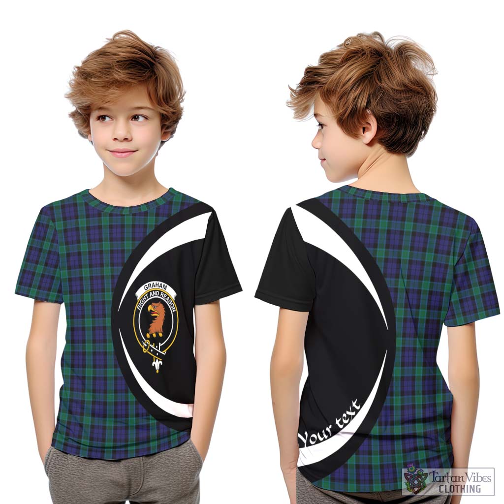 Graham of Menteith Tartan Kid T-Shirt with Family Crest Circle Style Youth XL Size14 - Tartan Vibes Clothing