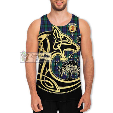 Graham of Menteith Tartan Men's Tank Top with Family Crest Celtic Wolf Style