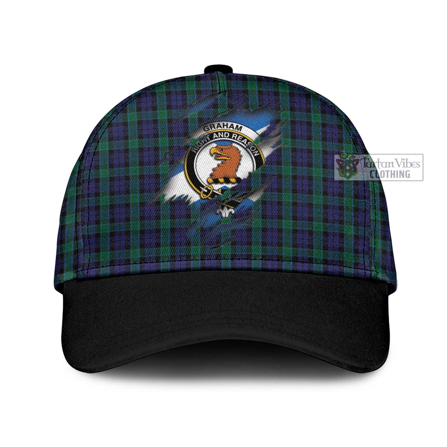 Tartan Vibes Clothing Graham of Menteith Tartan Classic Cap with Family Crest In Me Style