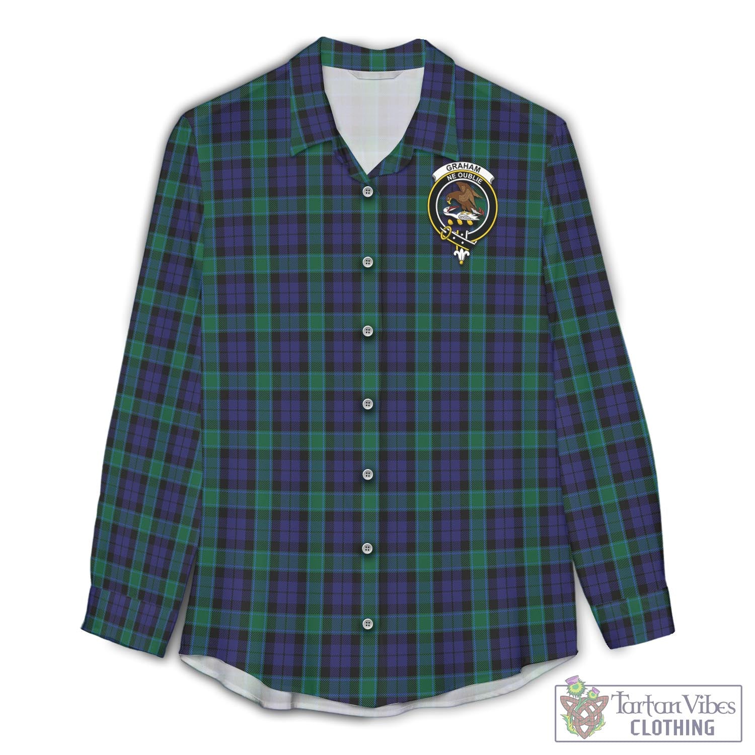 Tartan Vibes Clothing Graham of Menteith Tartan Womens Casual Shirt with Family Crest