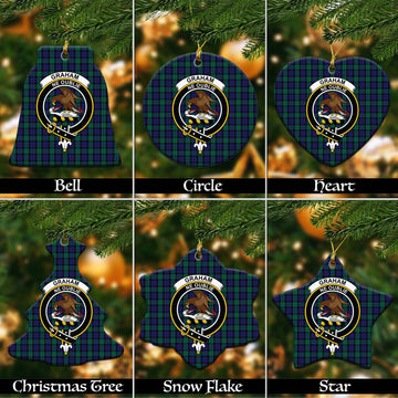 Graham of Menteith Tartan Christmas Ceramic Ornaments with Family Crest