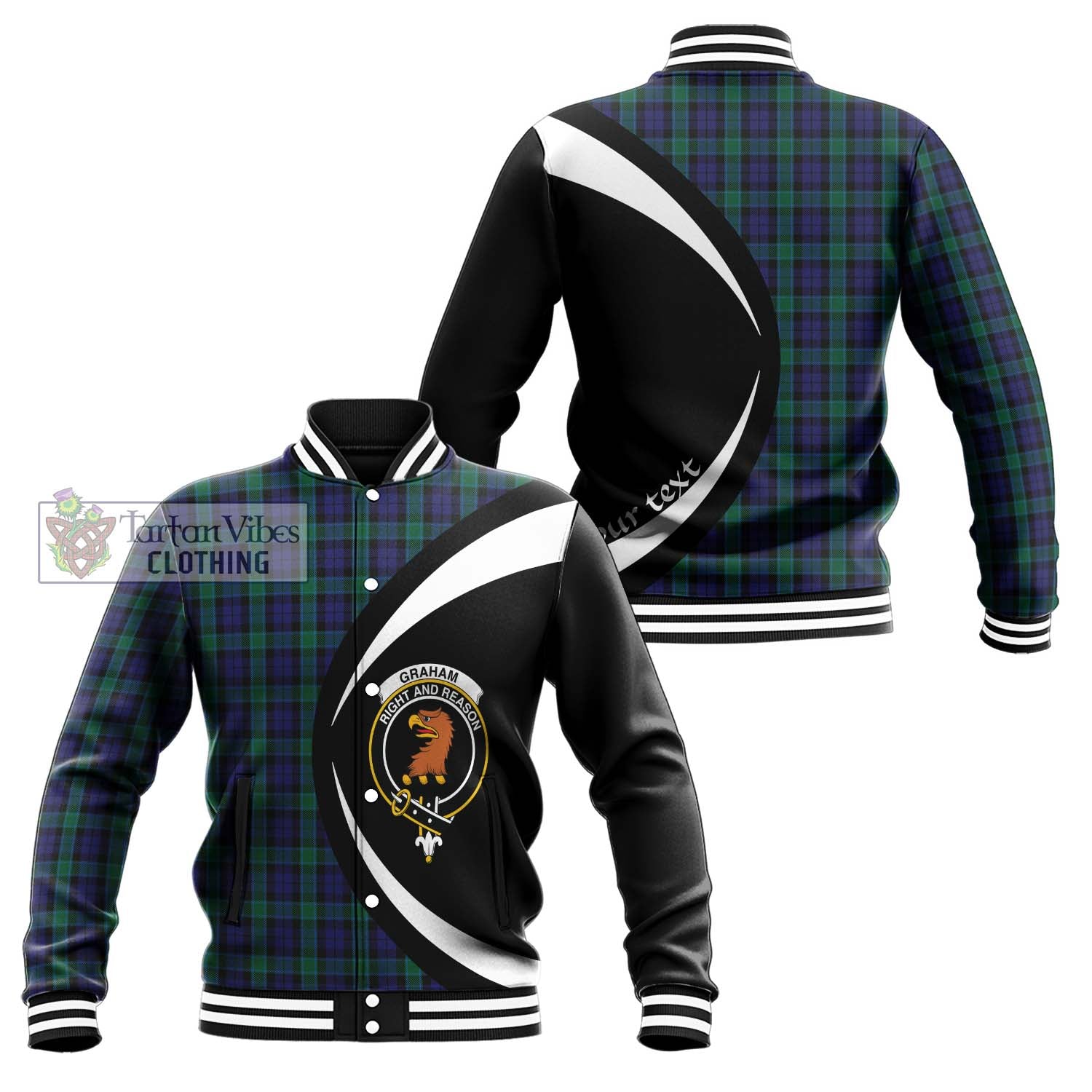 Graham of Menteith Tartan Baseball Jacket with Family Crest Circle Style Unisex - Tartan Vibes Clothing