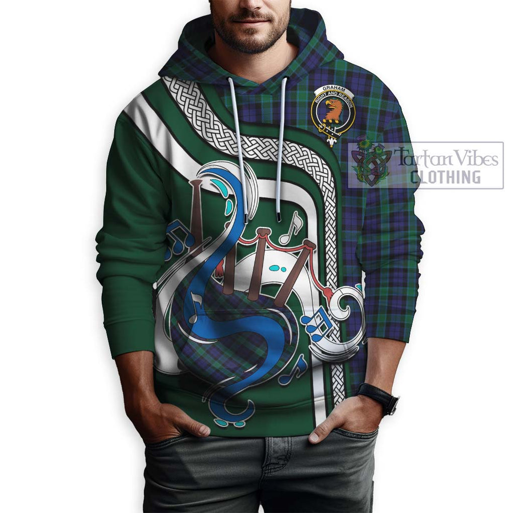 Graham of Menteith Tartan Hoodie with Epic Bagpipe Style Zip Hoodie - Tartanvibesclothing Shop