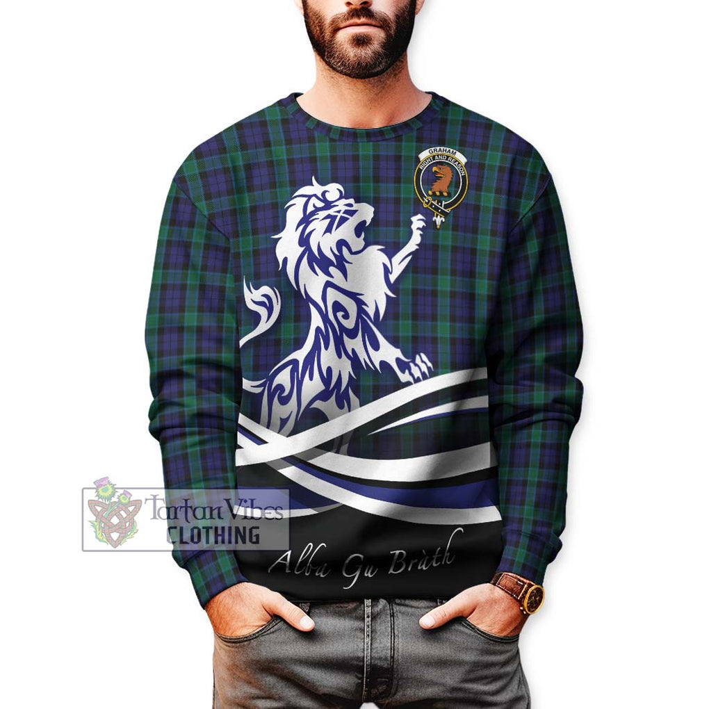 Graham of Menteith Tartan Sweatshirt with Alba Gu Brath Regal Lion Emblem Unisex - Tartanvibesclothing Shop