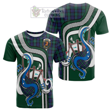 Graham of Menteith Tartan Cotton T-shirt with Epic Bagpipe Style