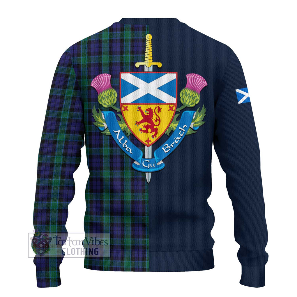 Tartan Vibes Clothing Graham of Menteith Tartan Knitted Sweater with Scottish Lion Royal Arm Half Style