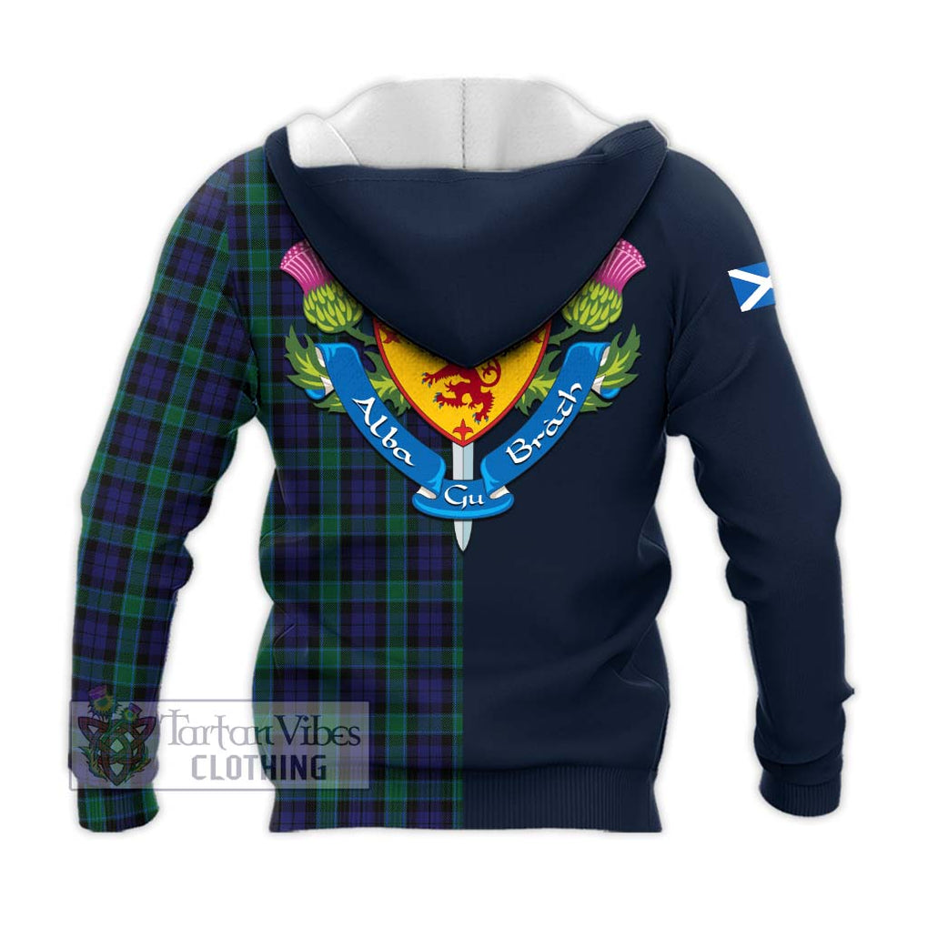 Tartan Vibes Clothing Graham of Menteith Tartan Knitted Hoodie with Scottish Lion Royal Arm Half Style