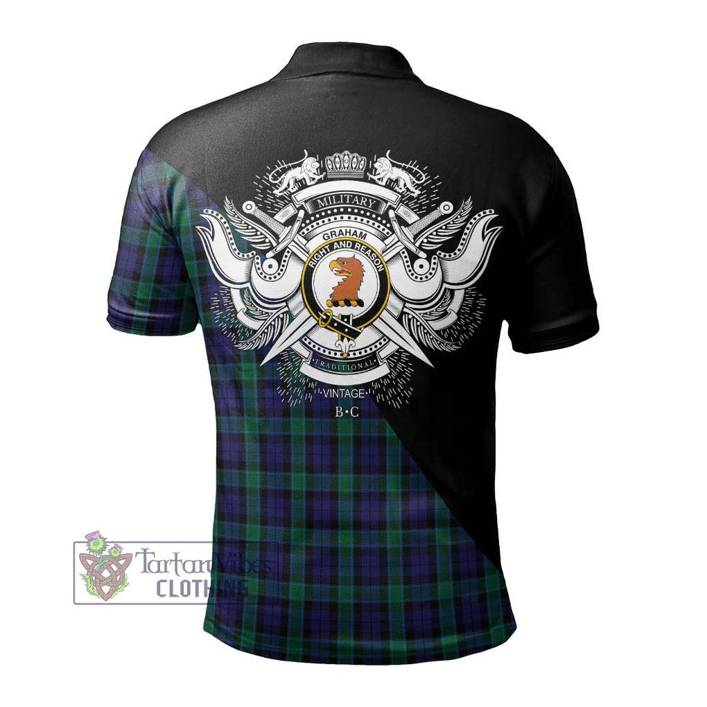 Graham of Menteith Tartan Polo Shirt with Family Crest and Military Logo Style - Tartanvibesclothing Shop