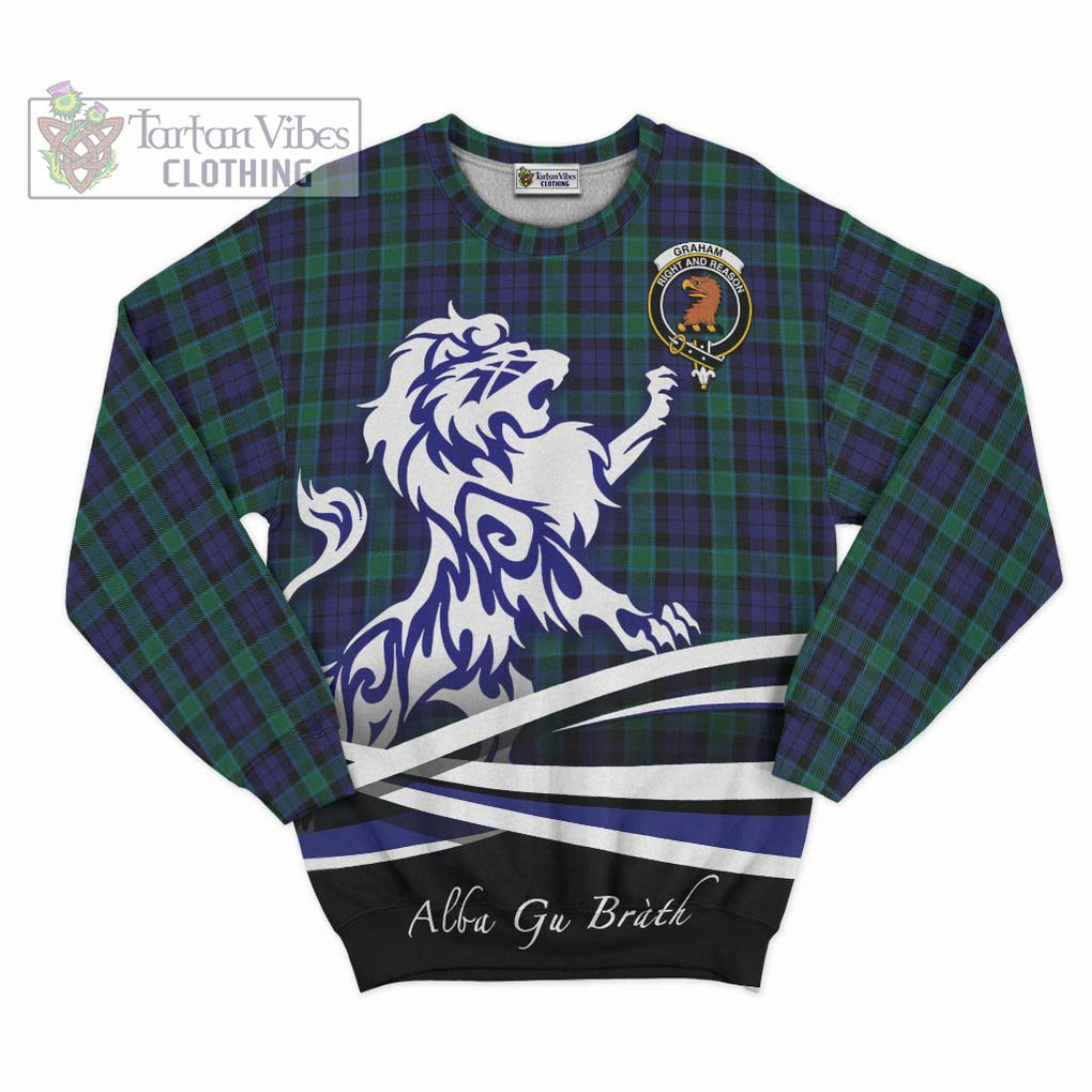 Graham of Menteith Tartan Sweatshirt with Alba Gu Brath Regal Lion Emblem - Tartanvibesclothing Shop