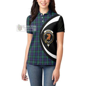 Graham of Menteith Tartan Women's Polo Shirt with Family Crest Circle Style