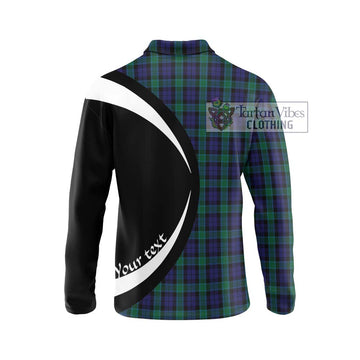 Graham of Menteith Tartan Long Sleeve Polo Shirt with Family Crest Circle Style