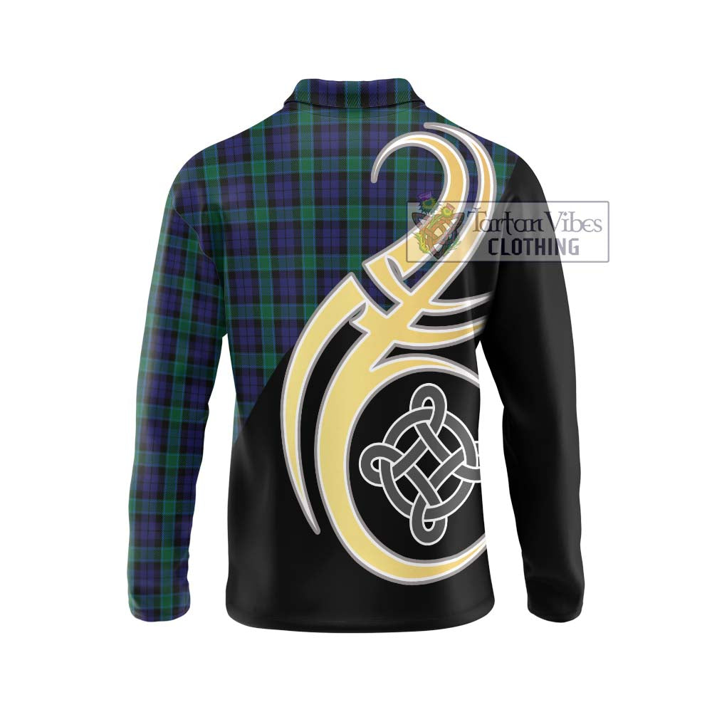 Graham of Menteith Tartan Long Sleeve Polo Shirt with Family Crest and Celtic Symbol Style - Tartan Vibes Clothing