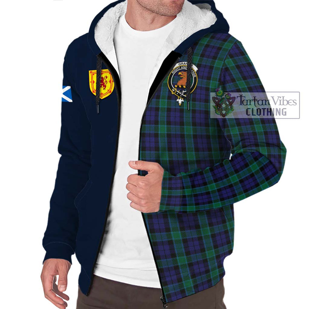 Tartan Vibes Clothing Graham of Menteith Tartan Sherpa Hoodie with Scottish Lion Royal Arm Half Style