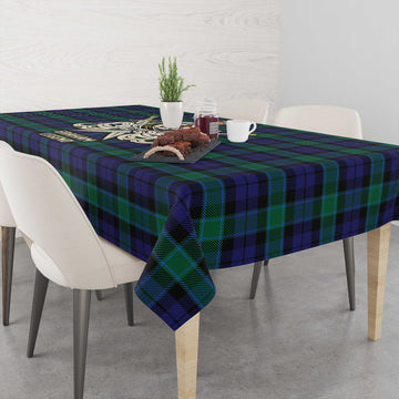 Graham of Menteith Tartan Tablecloth with Clan Crest and the Golden Sword of Courageous Legacy