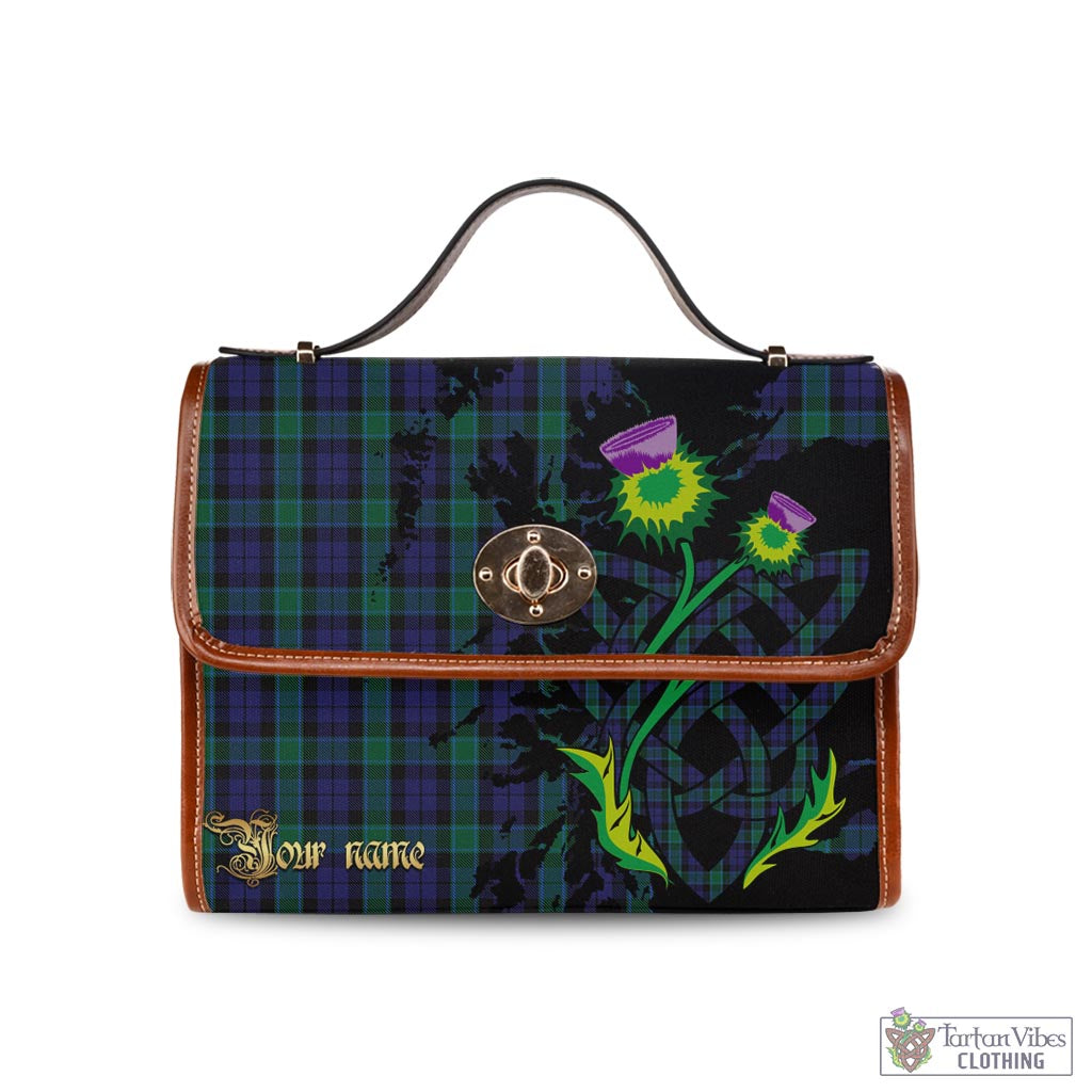 Tartan Vibes Clothing Graham of Menteith Tartan Waterproof Canvas Bag with Scotland Map and Thistle Celtic Accents