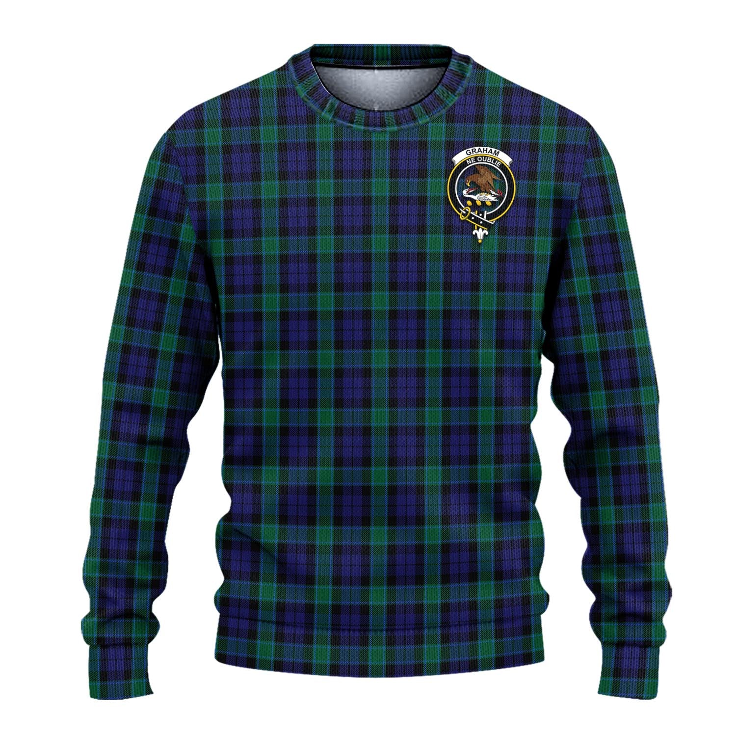 Graham of Menteith Tartan Knitted Sweater with Family Crest - Tartanvibesclothing