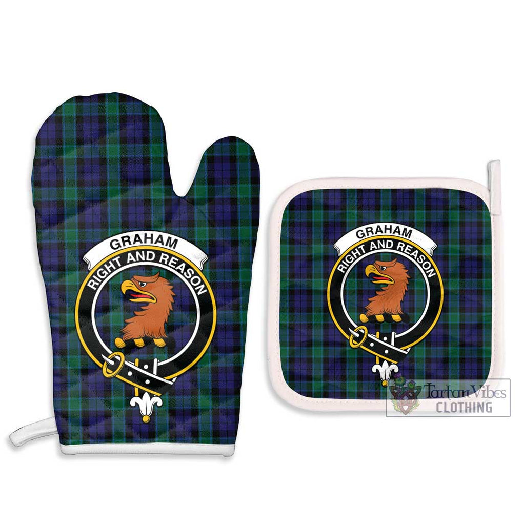 Graham of Menteith Tartan Combo Oven Mitt & Pot-Holder with Family Crest Combo 1 Oven Mitt & 2 Pot-Holder White - Tartan Vibes Clothing