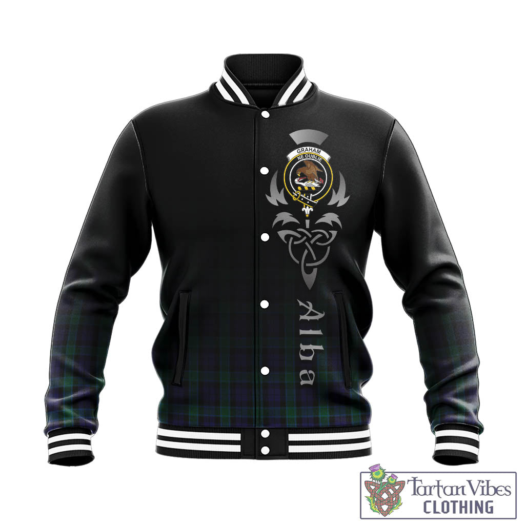 Tartan Vibes Clothing Graham of Menteith Tartan Baseball Jacket Featuring Alba Gu Brath Family Crest Celtic Inspired