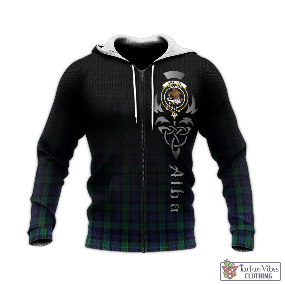 Tartan Vibes Clothing Graham of Menteith Tartan Knitted Hoodie Featuring Alba Gu Brath Family Crest Celtic Inspired