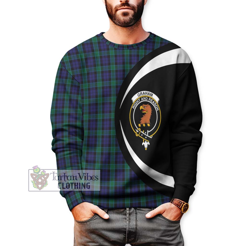 Graham of Menteith Tartan Sweatshirt with Family Crest Circle Style - Tartan Vibes Clothing