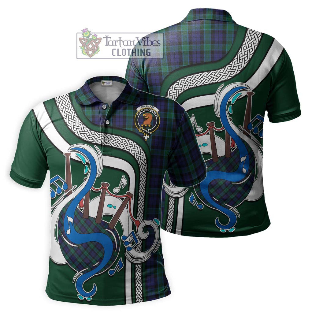 Tartan Vibes Clothing Graham of Menteith Tartan Polo Shirt with Epic Bagpipe Style