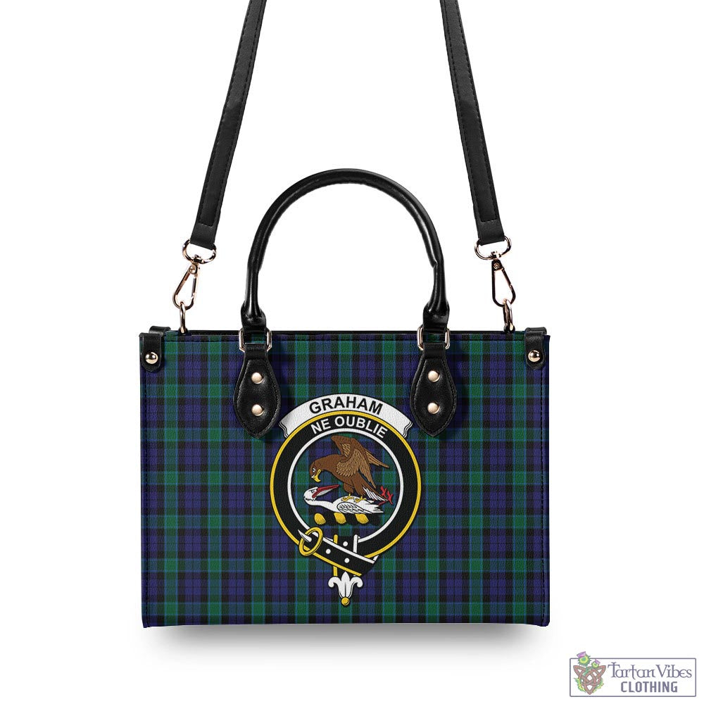 Tartan Vibes Clothing Graham of Menteith Tartan Luxury Leather Handbags with Family Crest