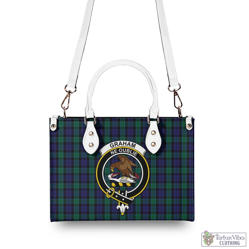 Tartan Vibes Clothing Graham of Menteith Tartan Luxury Leather Handbags with Family Crest