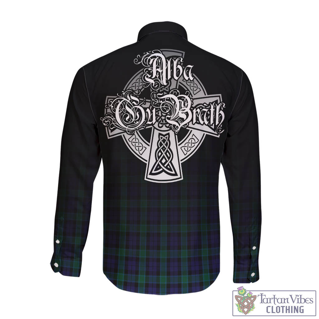 Tartan Vibes Clothing Graham of Menteith Tartan Long Sleeve Button Up Featuring Alba Gu Brath Family Crest Celtic Inspired