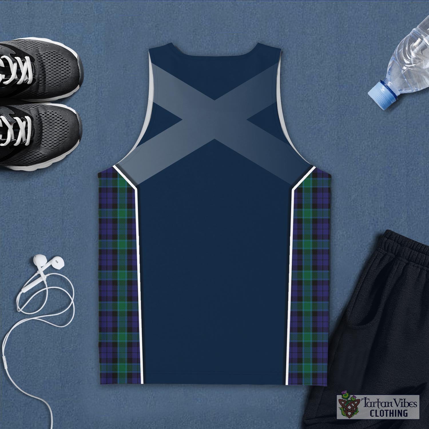 Tartan Vibes Clothing Graham of Menteith Tartan Men's Tanks Top with Family Crest and Scottish Thistle Vibes Sport Style