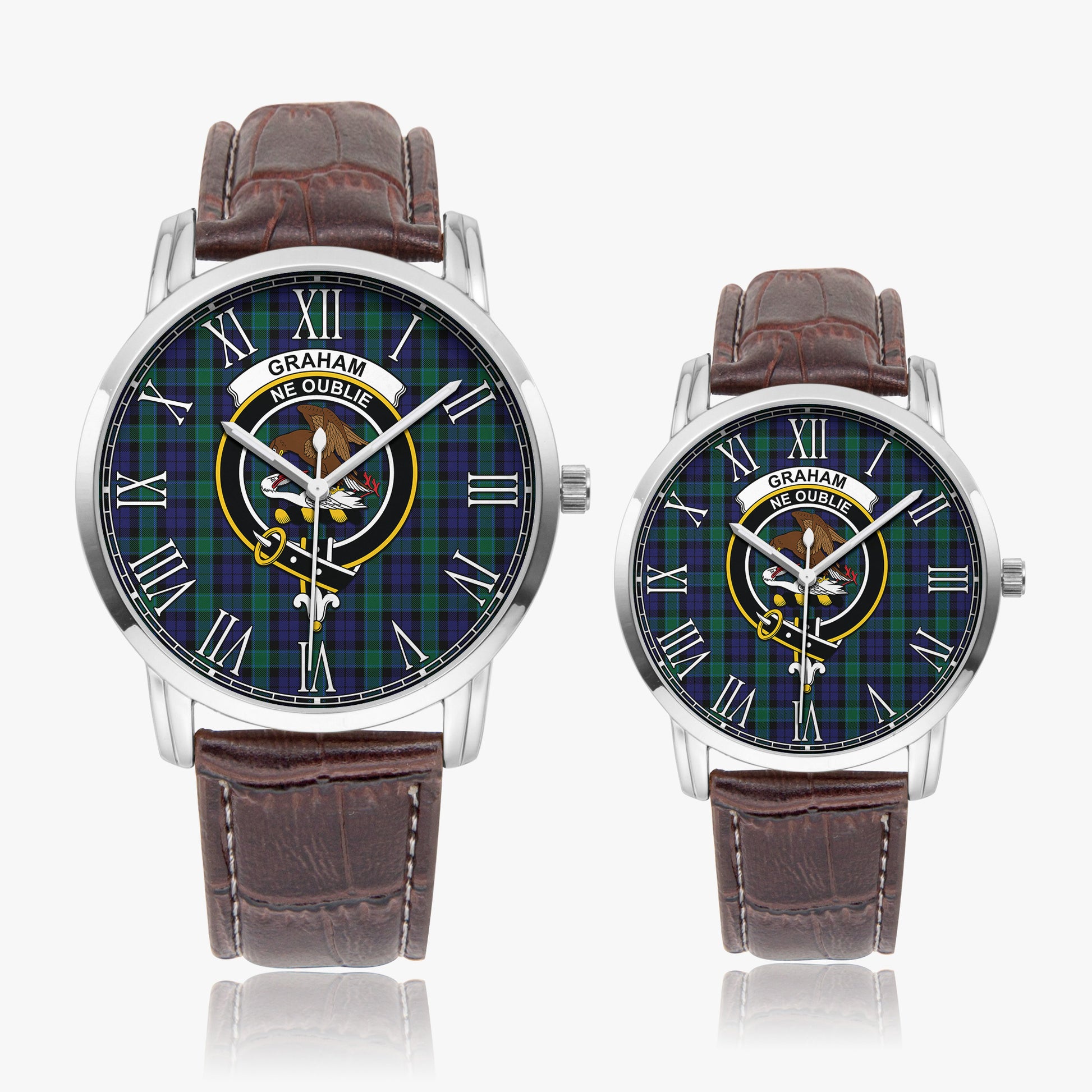 Graham of Menteith Tartan Family Crest Leather Strap Quartz Watch - Tartanvibesclothing