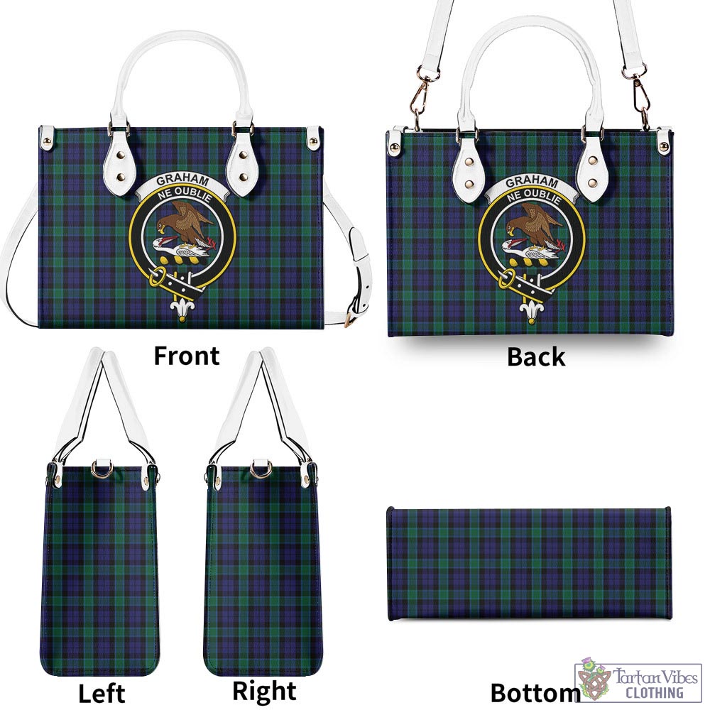 Tartan Vibes Clothing Graham of Menteith Tartan Luxury Leather Handbags with Family Crest