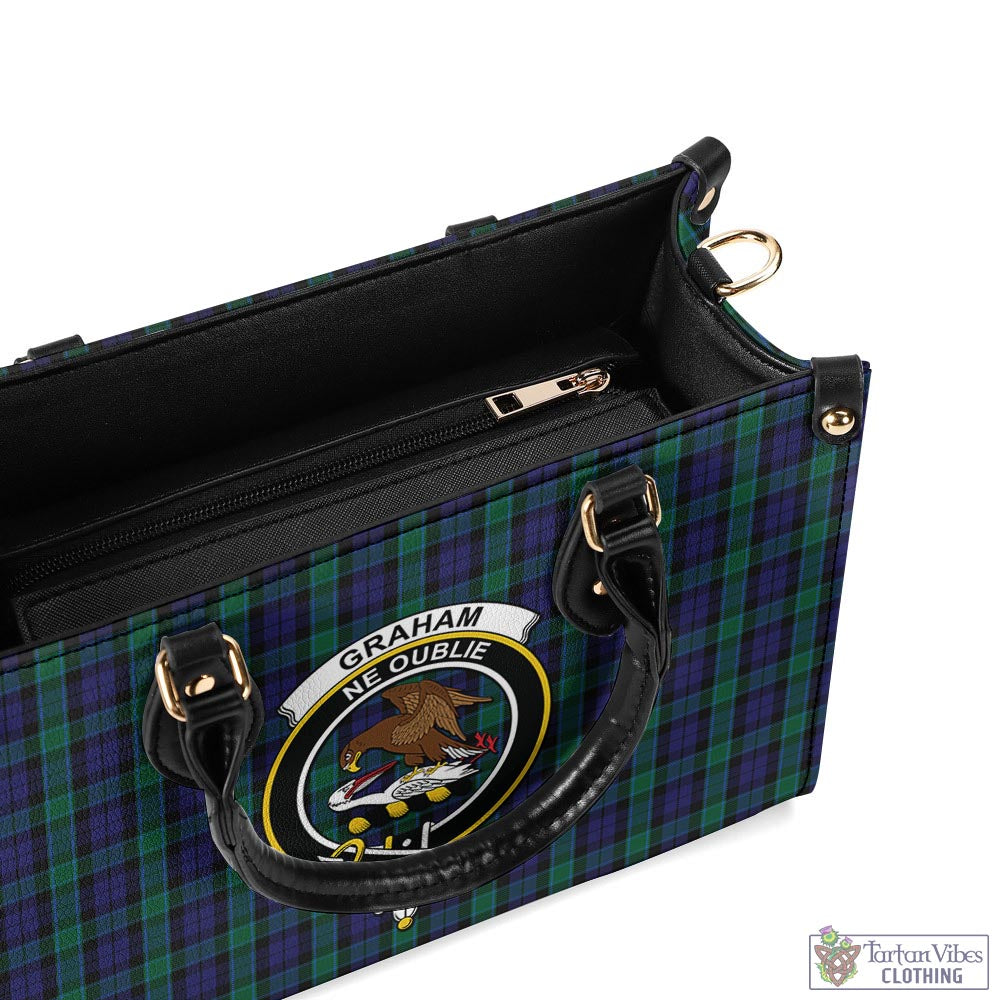 Tartan Vibes Clothing Graham of Menteith Tartan Luxury Leather Handbags with Family Crest