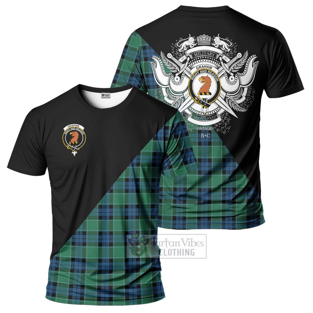 Graham of Menteith Ancient Tartan T-Shirt with Family Crest and Military Logo Style Kid's Shirt - Tartanvibesclothing Shop