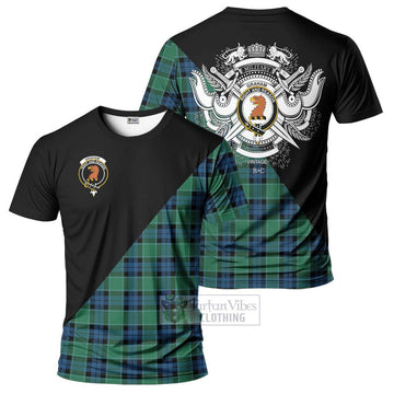 Graham of Menteith Ancient Tartan T-Shirt with Family Crest and Military Logo Style