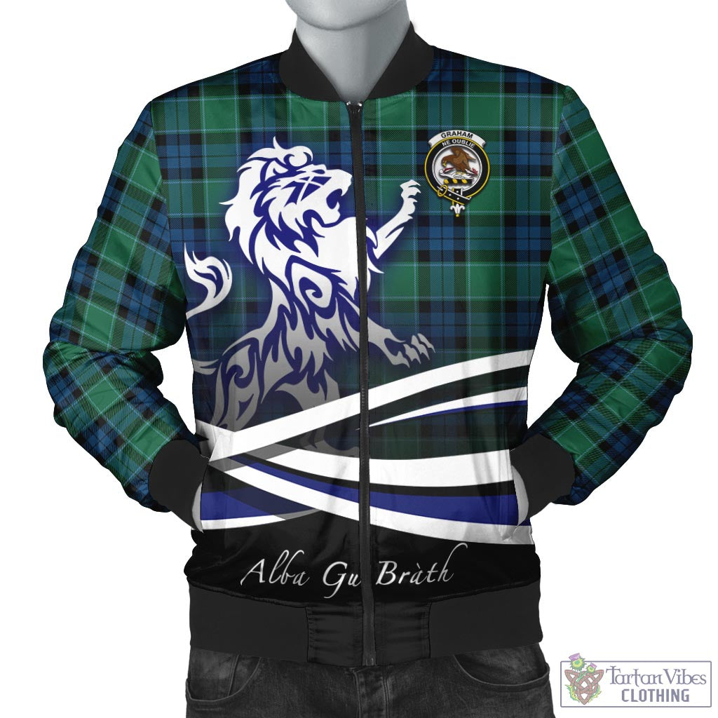 Tartan Vibes Clothing Graham of Menteith Ancient Tartan Bomber Jacket with Alba Gu Brath Regal Lion Emblem